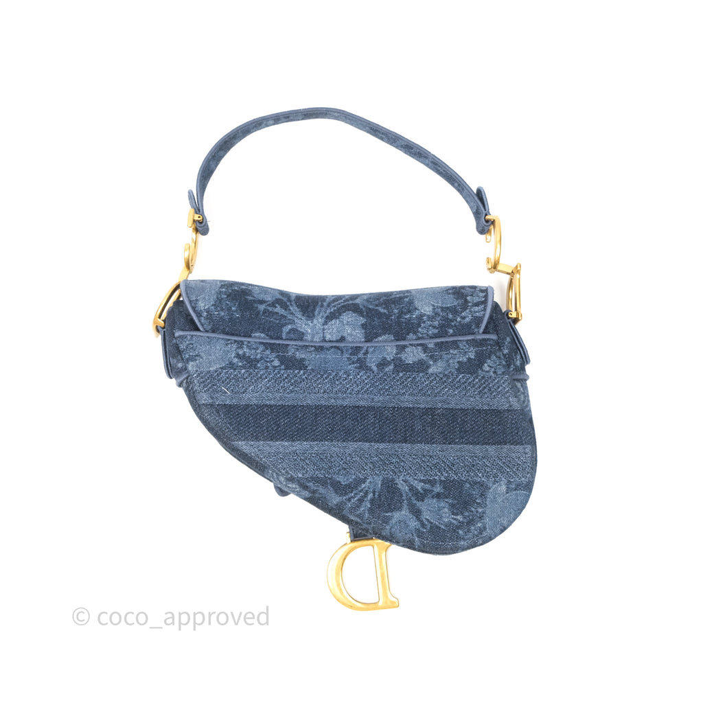 Christian Dior Saddle Bag Navy Denim Gold Hardware