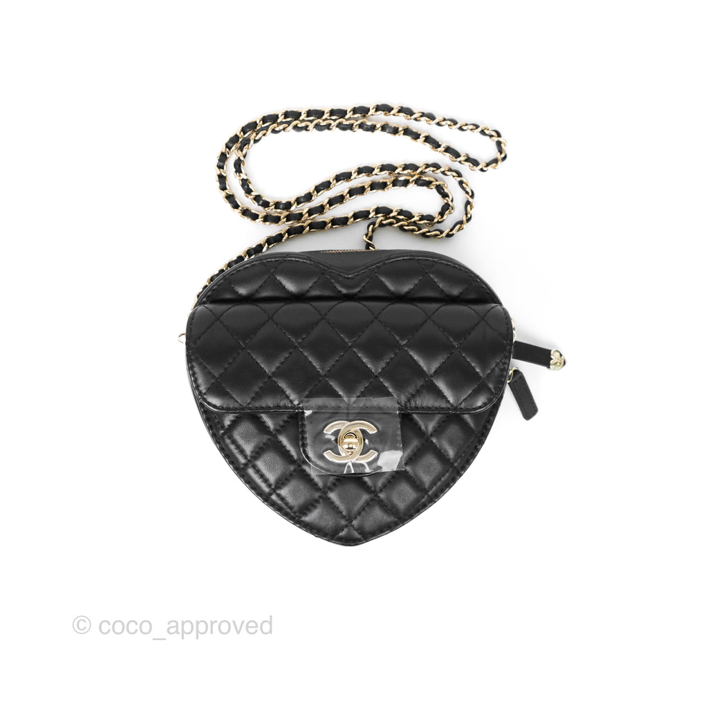 Chanel Large Heart Bag Black Lambskin Gold Hardware 22S