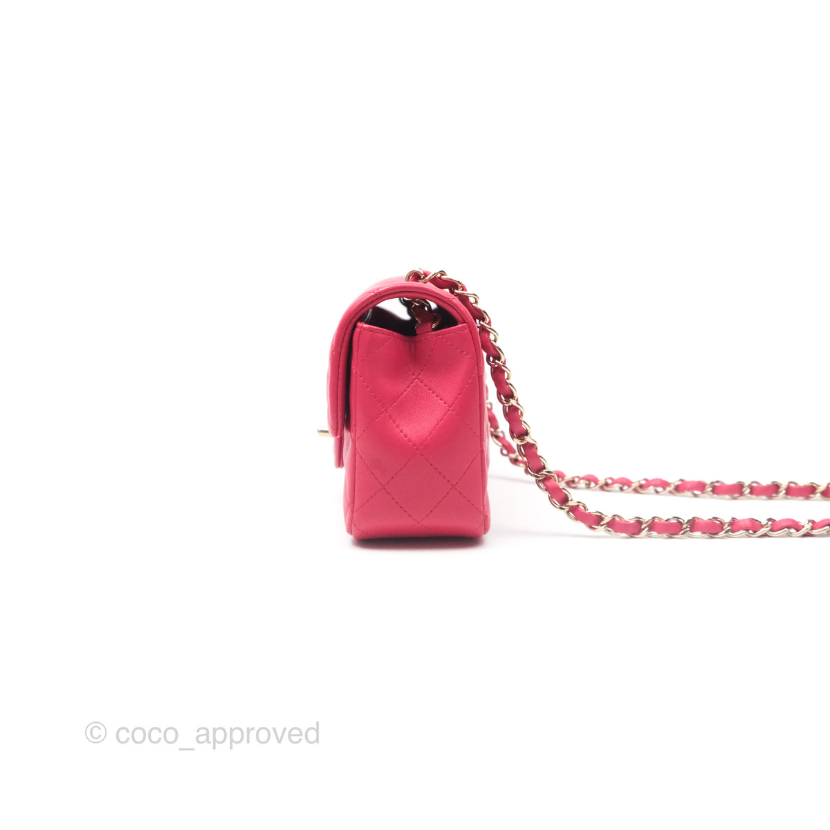 Chanel Quilted Mini Rectangular Flap Berry Red Lambskin Gold Hardware ...