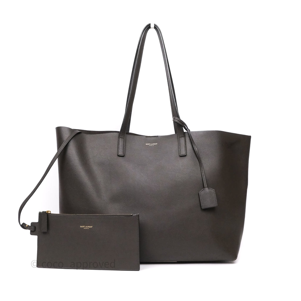 Saint Laurent Large Shopping Tote Dark Grey Calfskin