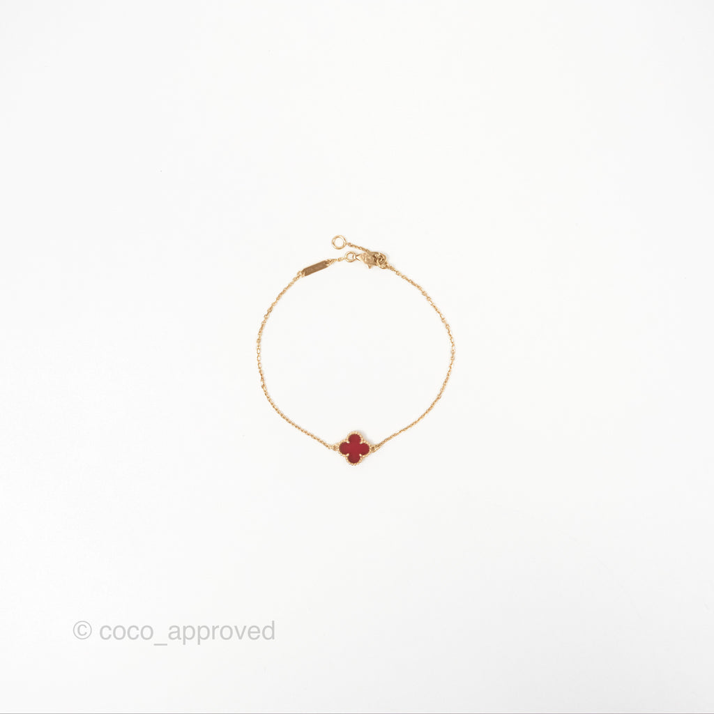 Van Cleef & Arpels Sweet Alhambra Bracelet Rose Gold Red Carnelian