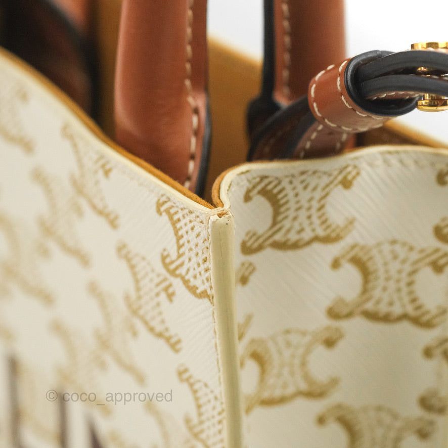 Celine Mini Vertical Cabas Bag Triomphe Canvas White – Coco