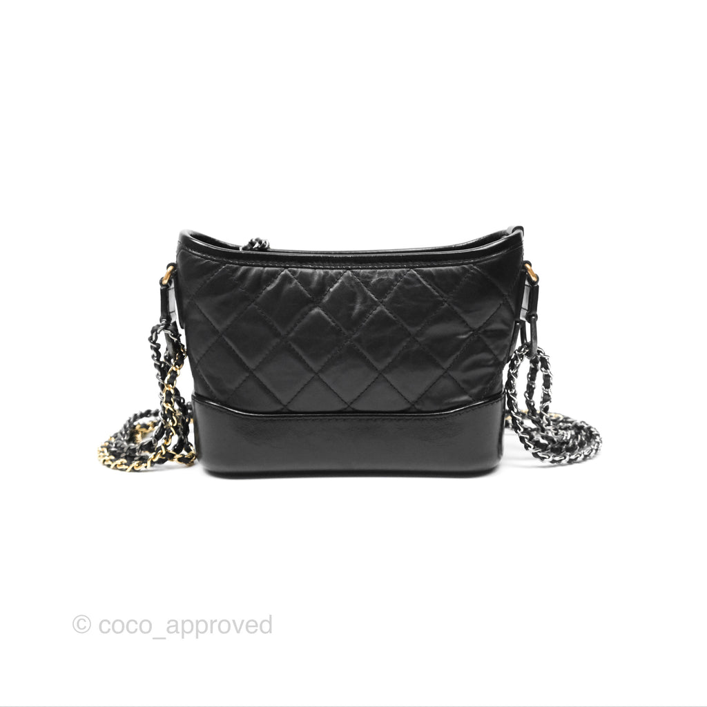 Chanel Small Gabrielle Hobo Quilted Black Aged Calfskin