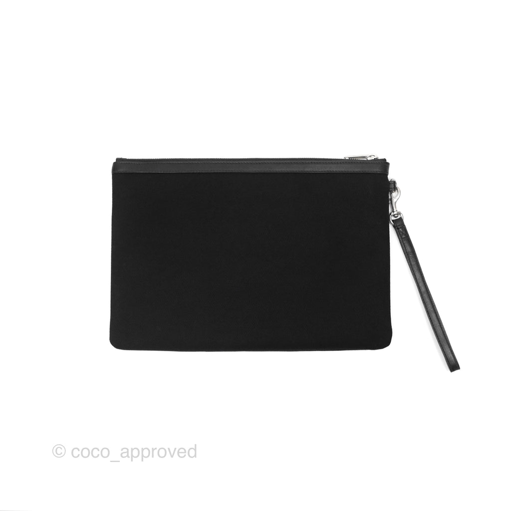 Saint Laurent Rive Gauche Zippered Pouch Black Canvas