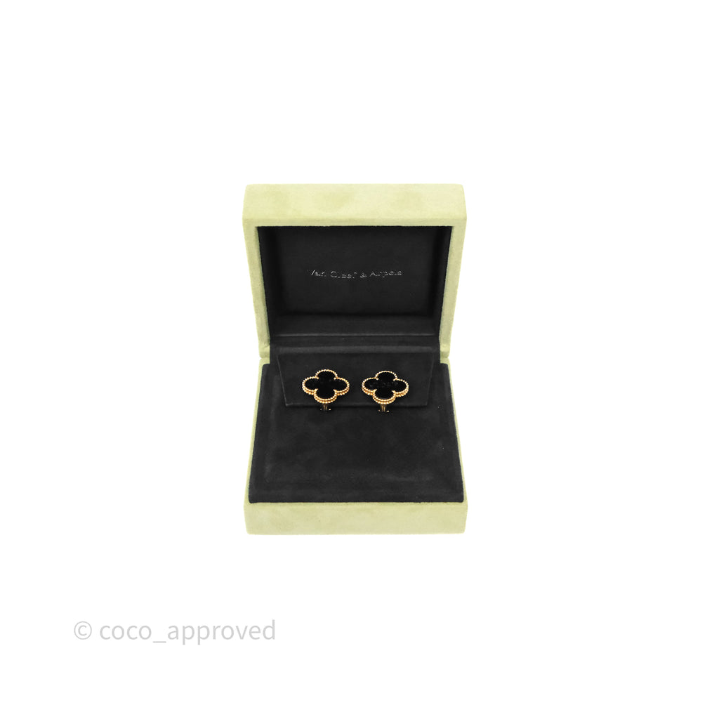 Van Cleef & Arpels Magic Alhambra Earrings 18K Yellow Gold Onyx