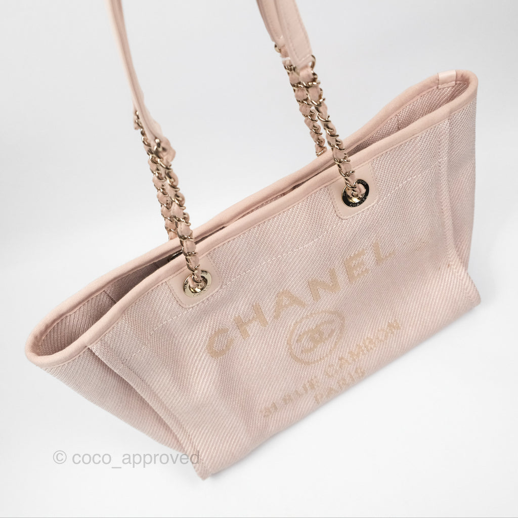 Chanel Medium Deauville Pink Canvas Gold Hardware