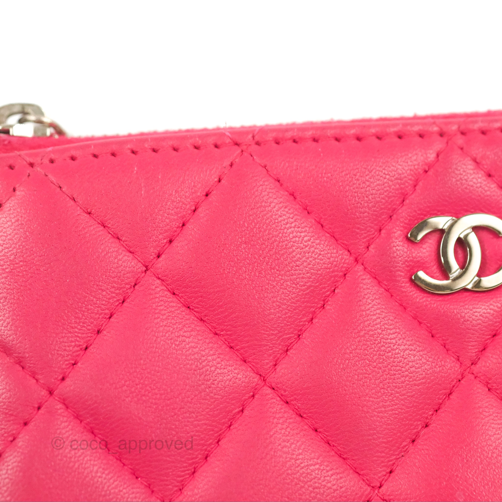 Chanel Mini O Case Zip Pouch in Hot Pink Lambskin with Silver Hardware -  SOLD