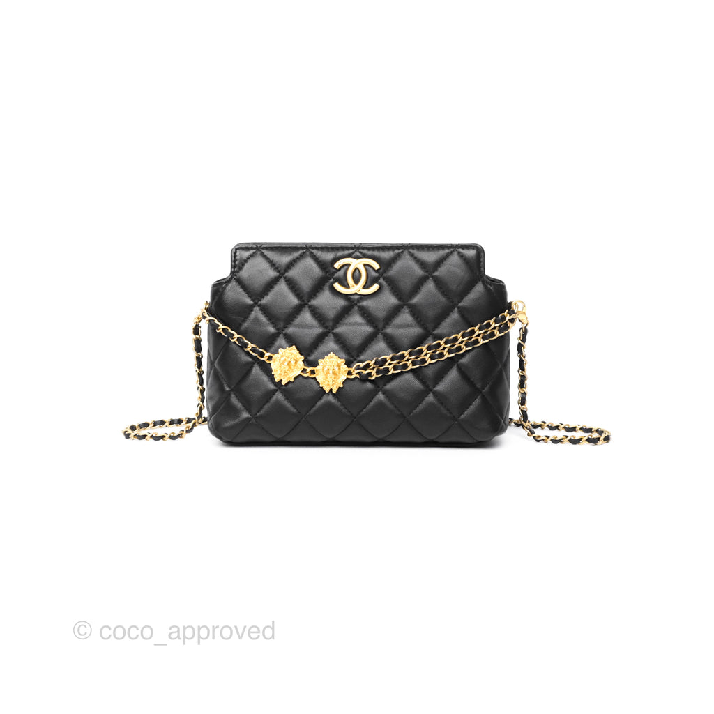 Chanel Clutch With Chain Black Lambskin Gold Hardware 23A