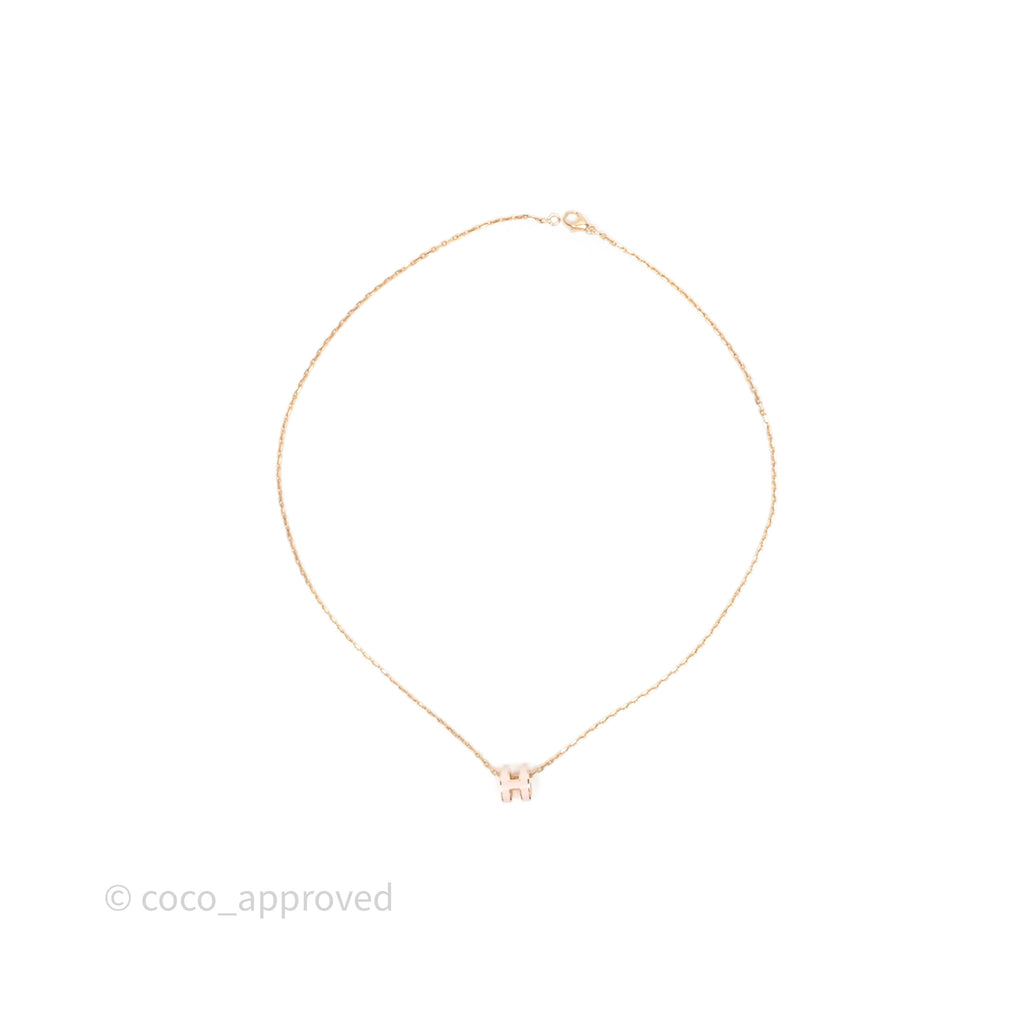 Hermès Mini Pop H Rose Dragee Pendant Necklace Rose Gold Hardware