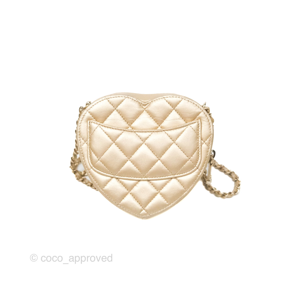 Chanel Small Heart Bag Gold Lambskin Gold Hardware 22S