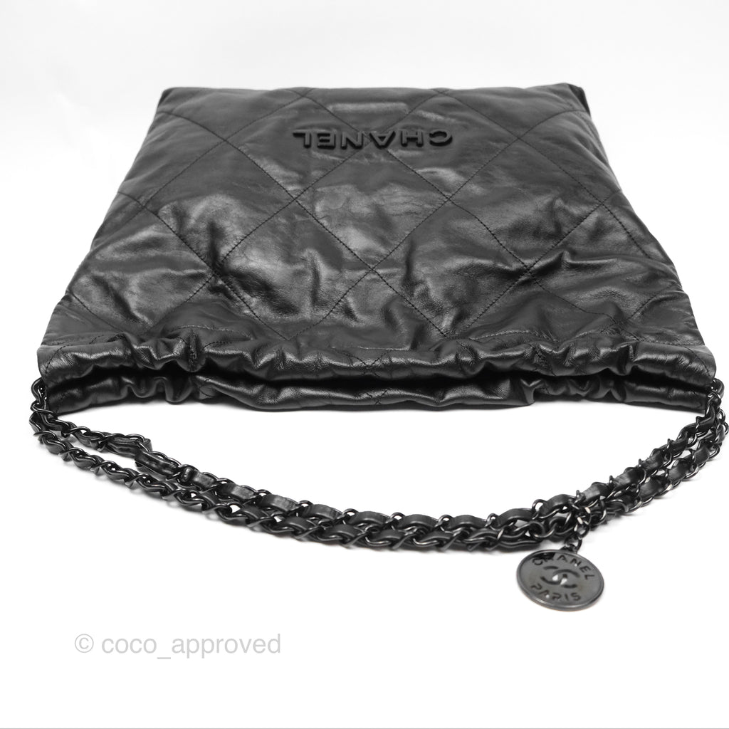 Chanel 22 Bag Black Calfskin So Black Hardware