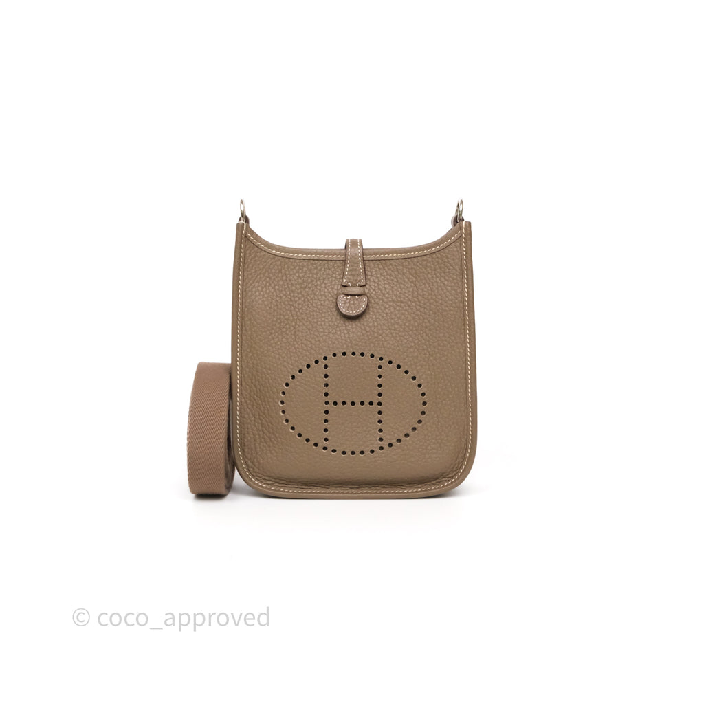 Hermès Mini Evelyne 16 Etoupe Clemence Palladium Hardware