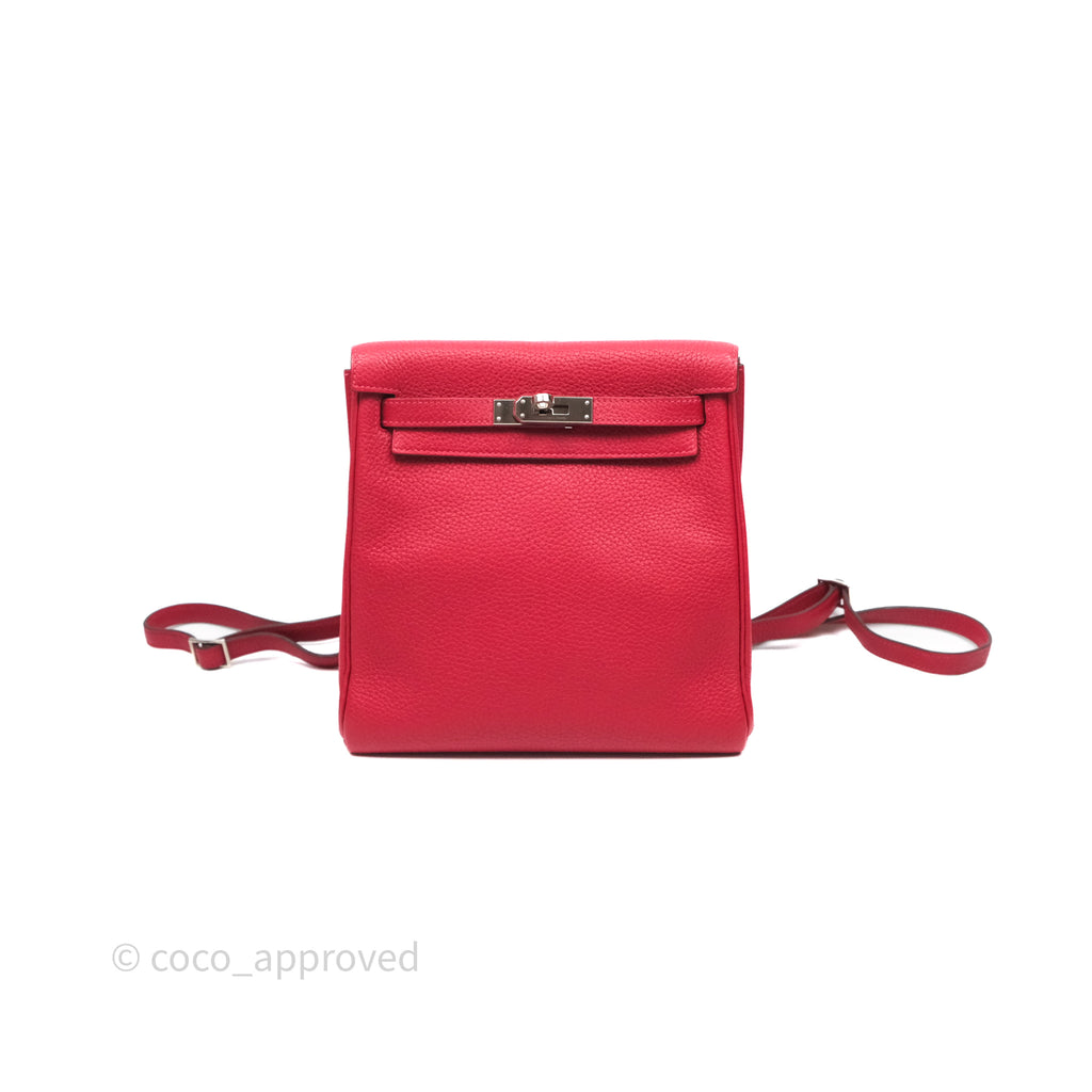 Hermès Kelly Ado Backpack Red Rouge Clemence Palladium Hardware