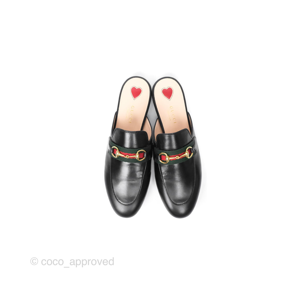 Gucci Princetown Black Leather Slippers Size 36.5