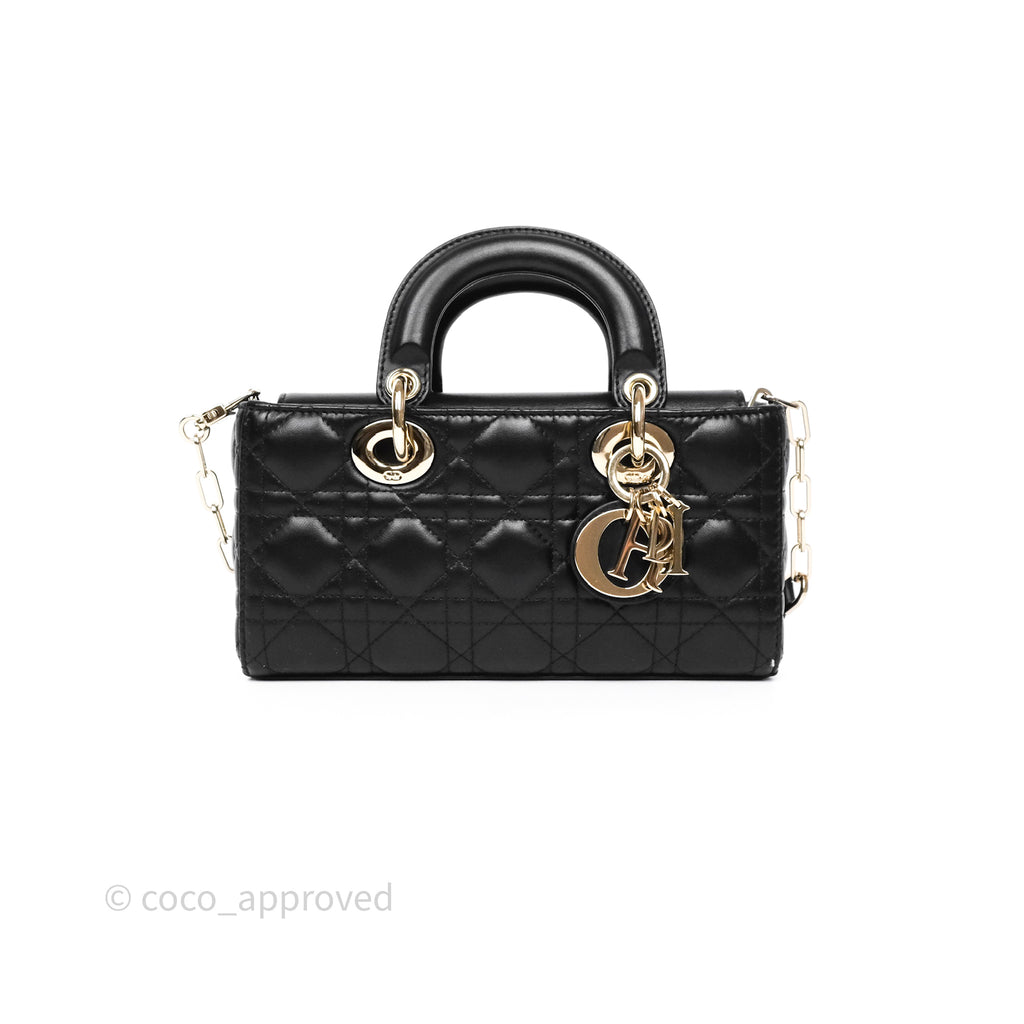 Dior Small Lady D-Joy Bag Black Lambskin Cannage Gold Hardware