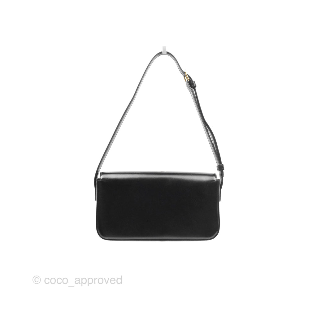 Celine Triomphe Shoulder Bag Black Calfskin