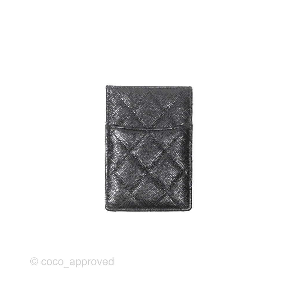 Chanel Quilted Card Holder Caviar Black Gold Hardware