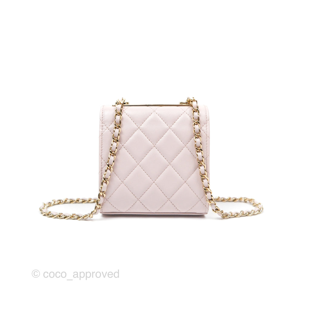 Chanel Mini Quilted Trendy CC Clutch With Chain Light Pink Lambskin Gold Hardware