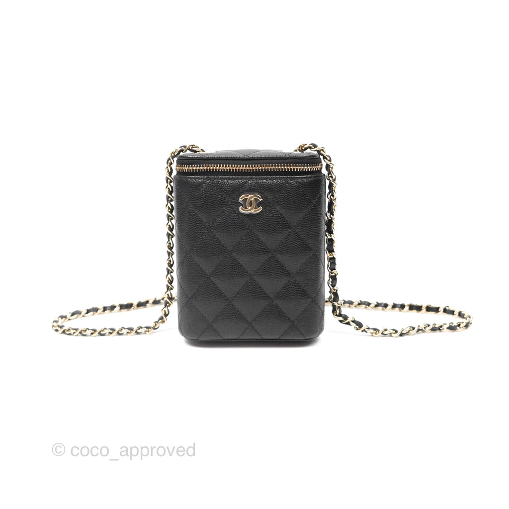 Chanel Classic Mini Vanity With Chain Black Caviar Gold Hardware