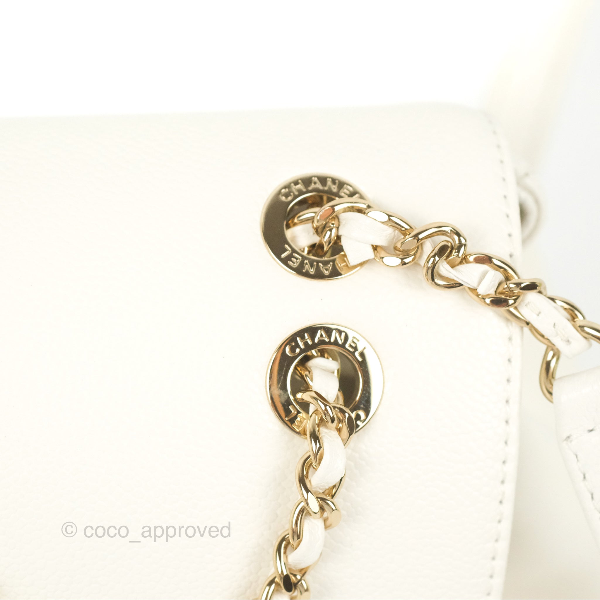 CHANEL  WHITE CAVIAR AFFINITY BACKPACK WITH LIGHT GOLD TONE