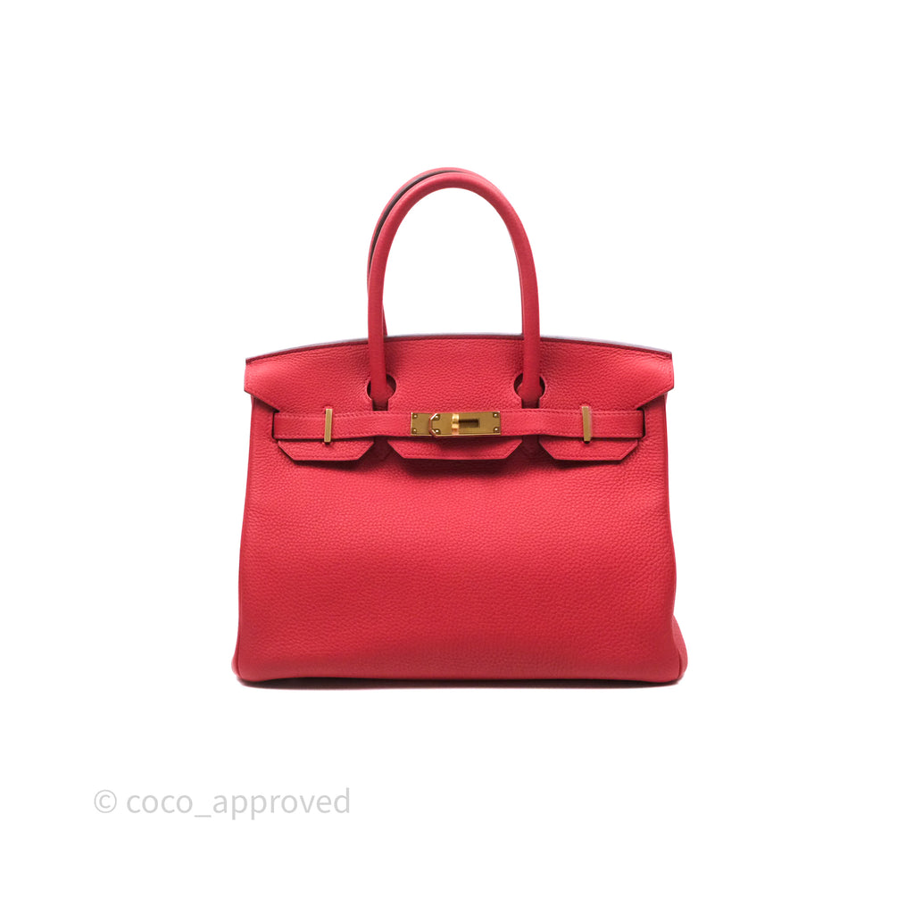 Hermès Birkin 30 Retourne Geranium D5 Togo Gold Hardware