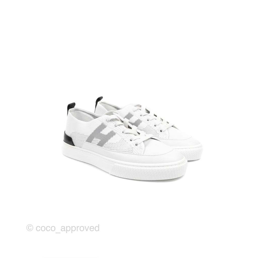 Hermes Deep Sneaker Knit & Calfskin White