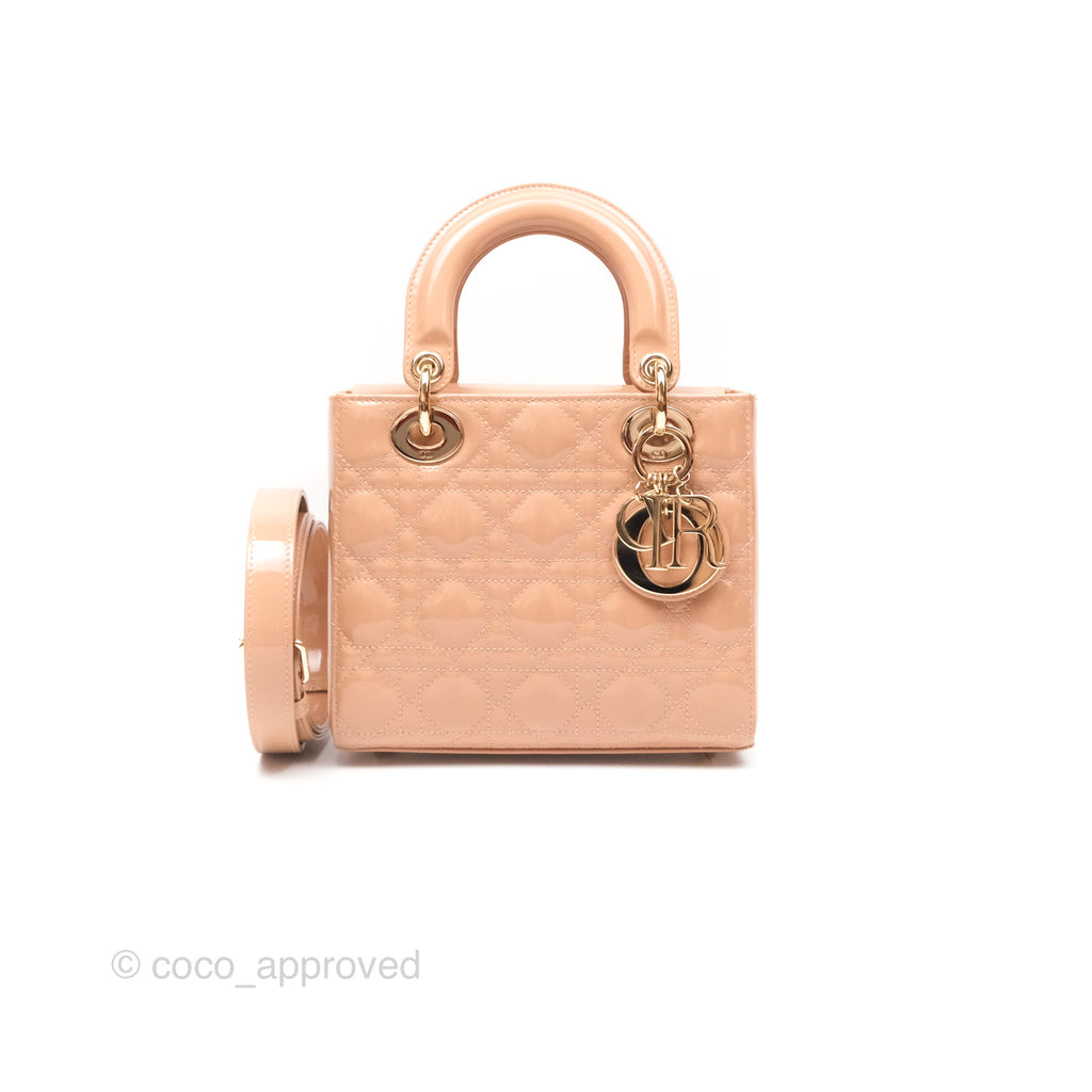 Christian Dior Small Lady Dior My ABCDior Beige Patent Gold Hardware