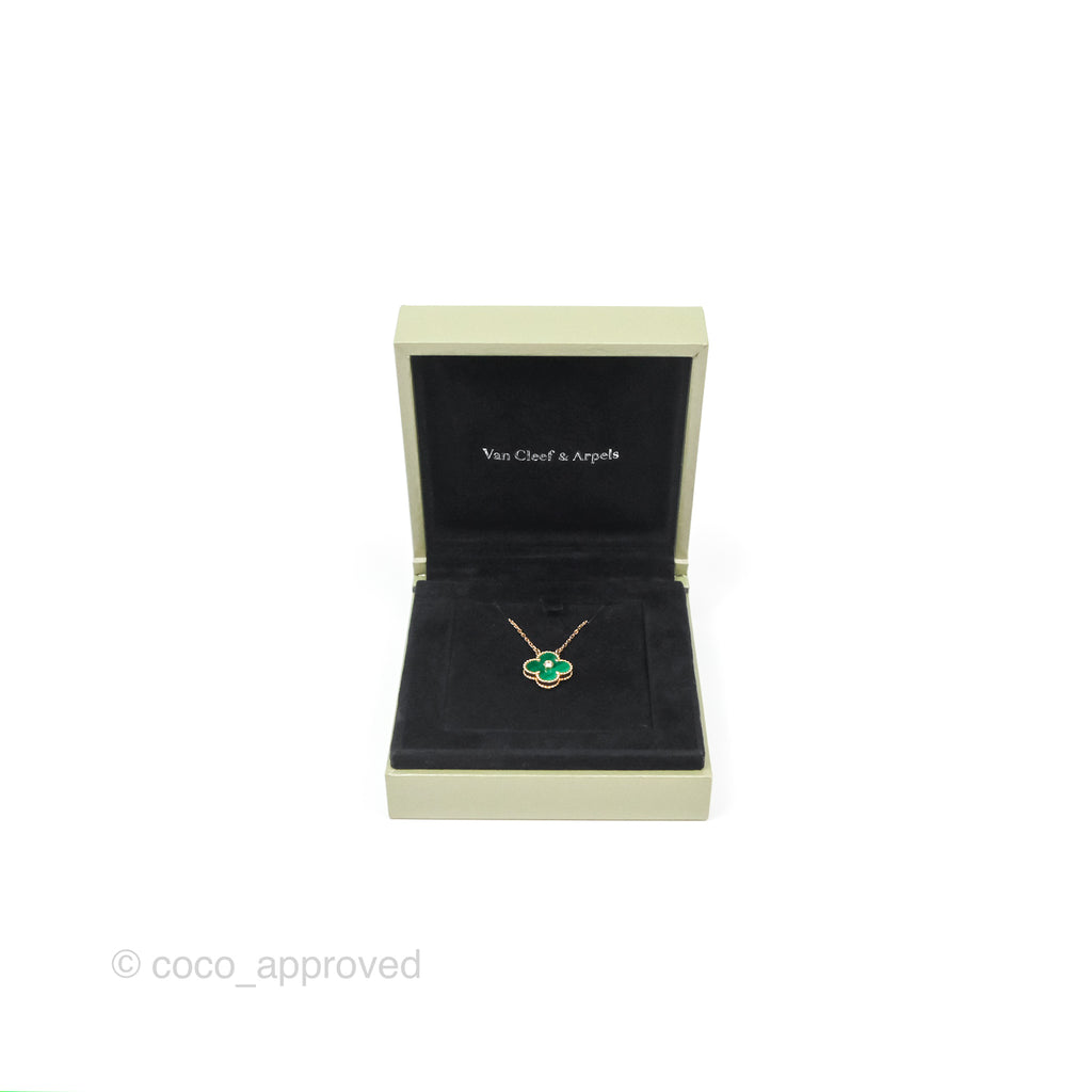 Van Cleef & Arpels Vintage Alhambra Holiday Pendant Malachite Diamond Yellow Gold