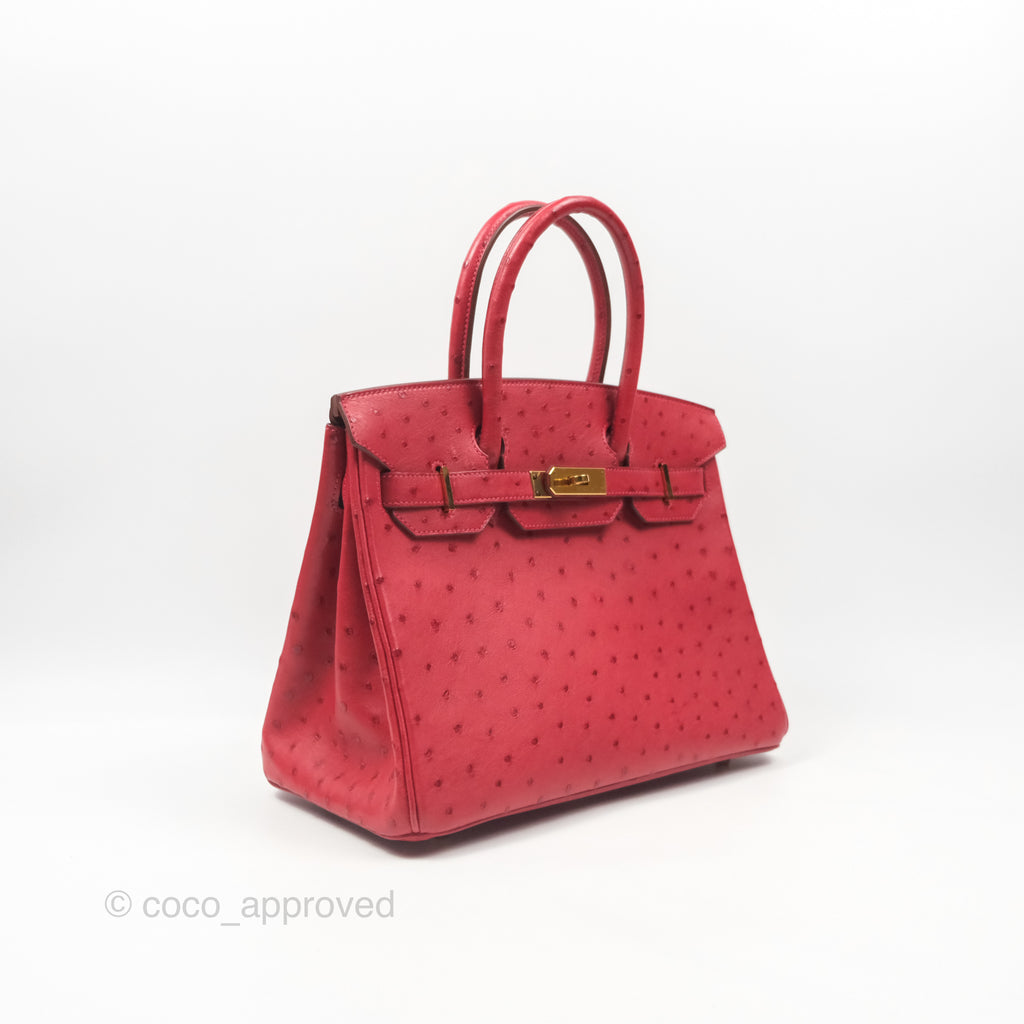 Hermès Birkin Retourne 30 Rouge Vif 53 Ostrich Gold Hardware