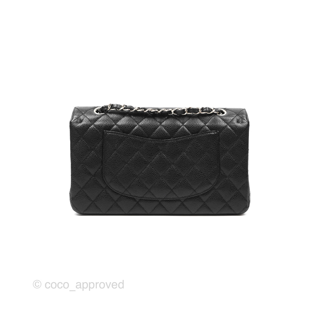 Chanel Classic M/L Medium Flap Quilted Black Caviar Silver Hardware