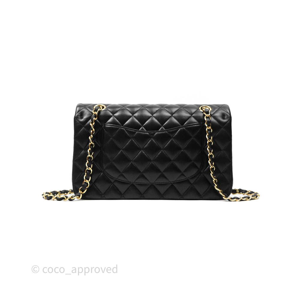 Chanel Classic M/L Medium Flap Quilted Black Lambskin Gold Hardware