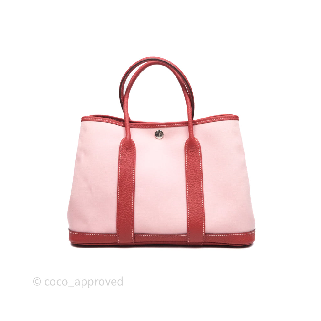 Hermès Garden Party 30 Canvas Rose Sakura 3Q/ Rouge Duchesse 2V