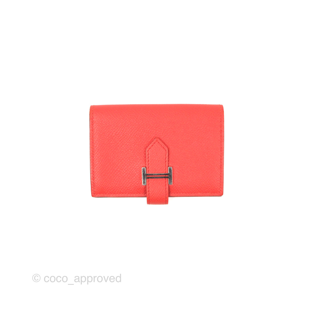 Hermès Bearn Card Holder Rose Jaipur T5 Epsom Palladium Hardware