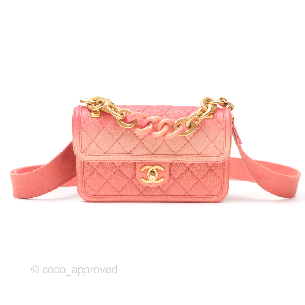 Chanel Sunset On The Sea Flap Bag Pink Caviar Aged Gold Hardware