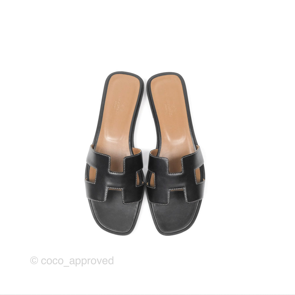 Hermès Oran Sandals in Black Size 39