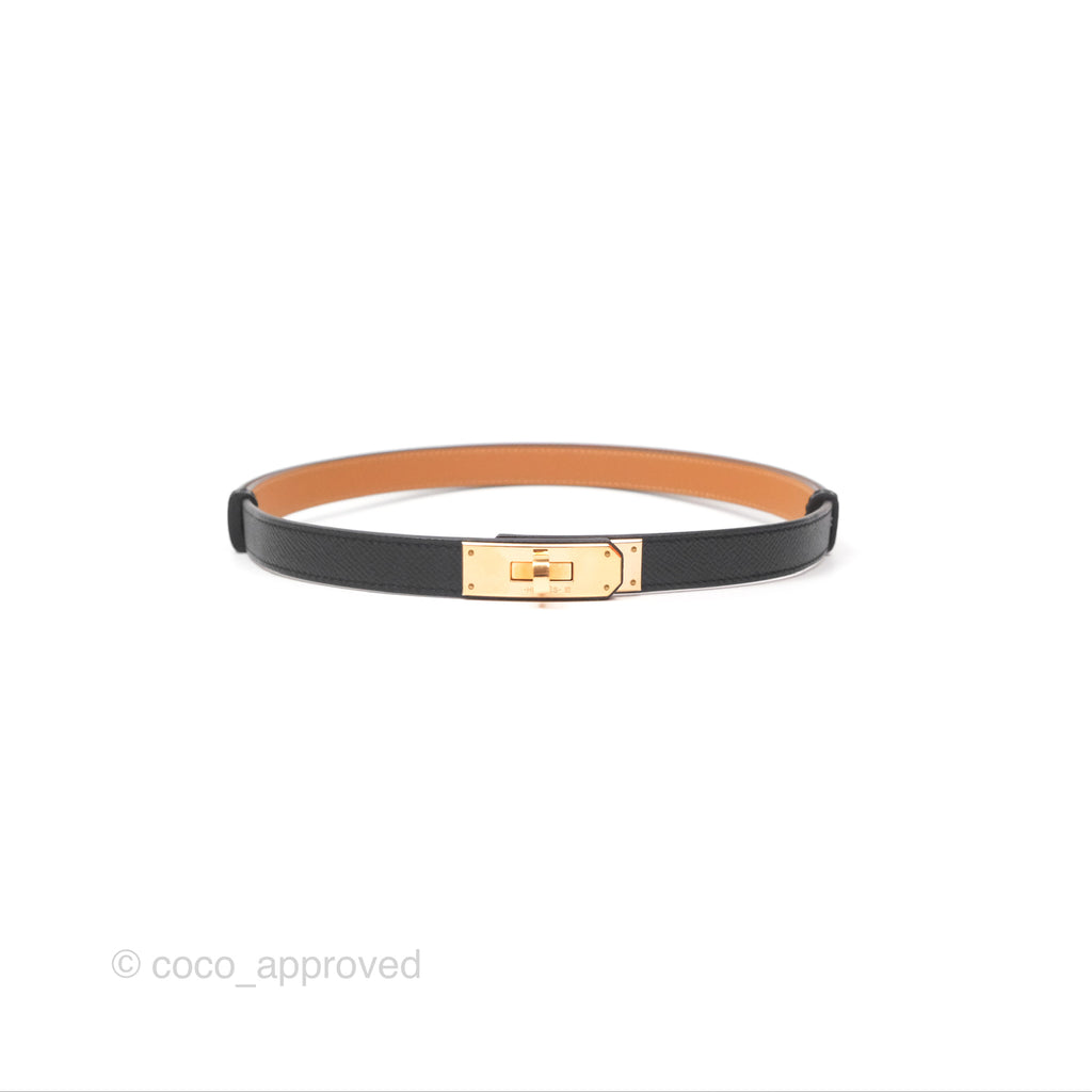 Hermès Kelly Belt Black Epsom Rose Gold Hardware