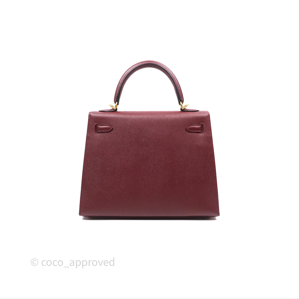 Hermès Sellier Kelly 25 Rouge H Epsom Gold Hardware