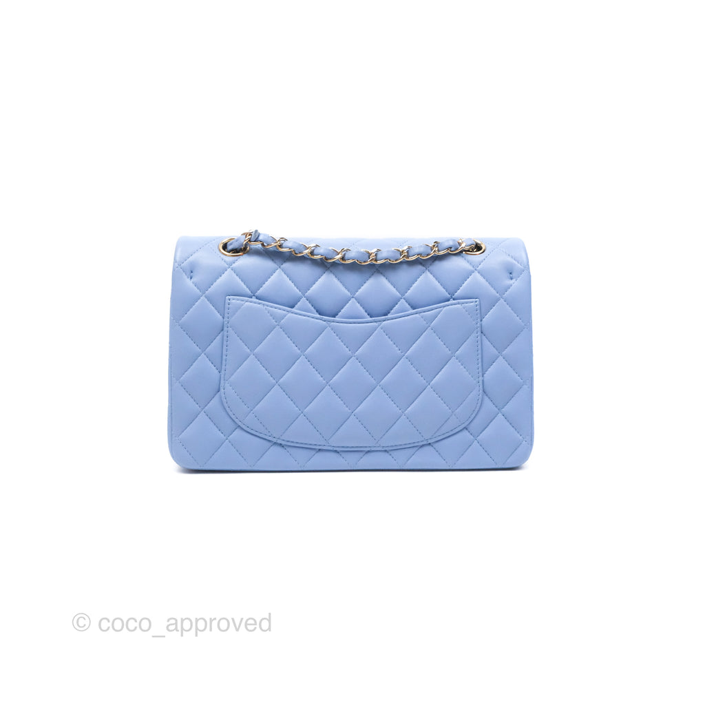 Chanel Small Classic Quilted Flap Sky Blue Lambskin Gold Hardware