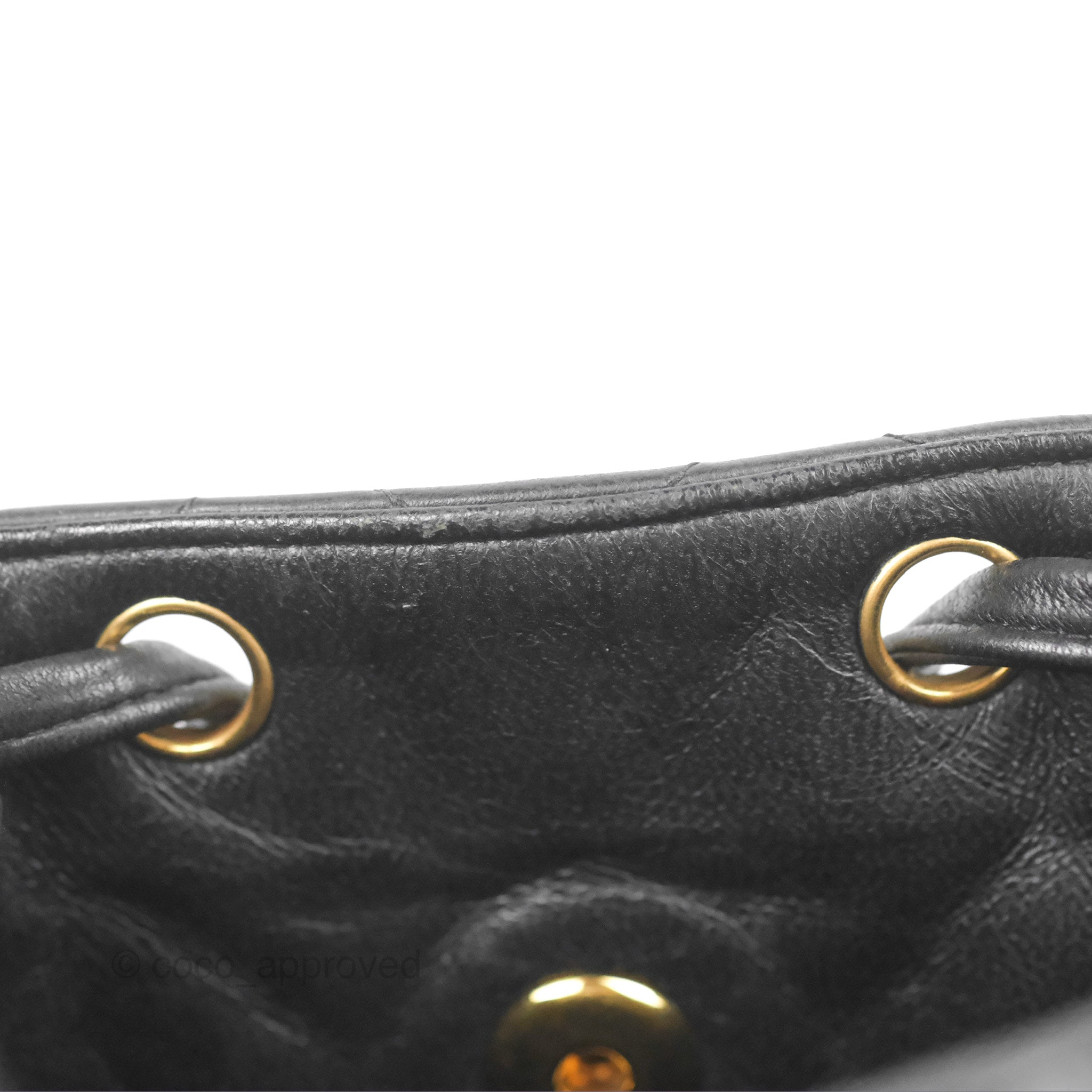 LIKE NEW) Chanel Vintage Black Caviar Bucket Drawstring Bag 24k
