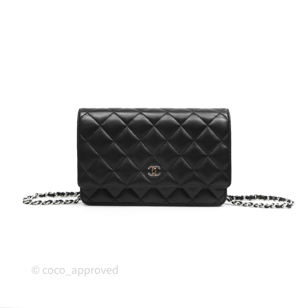 Chanel Quilted WOC Black Lambskin Silver Hardware