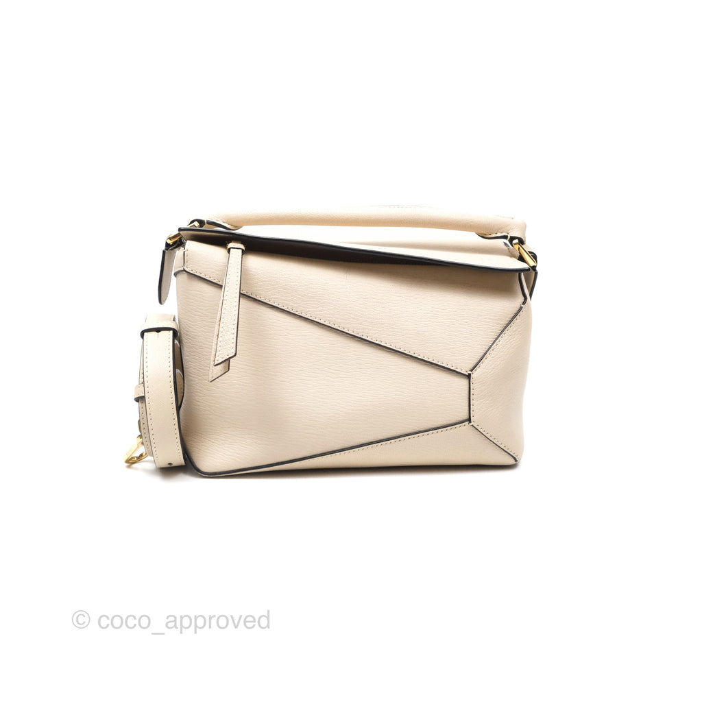 Loewe Small Puzzle Bag Beige Calfskin Gold Hardware