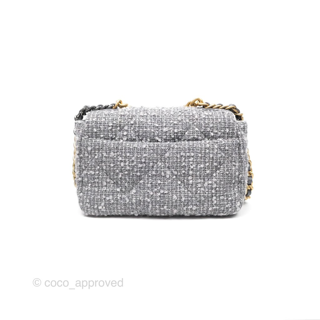 Chanel 19 Small Tweed Grey Mixed Hardware