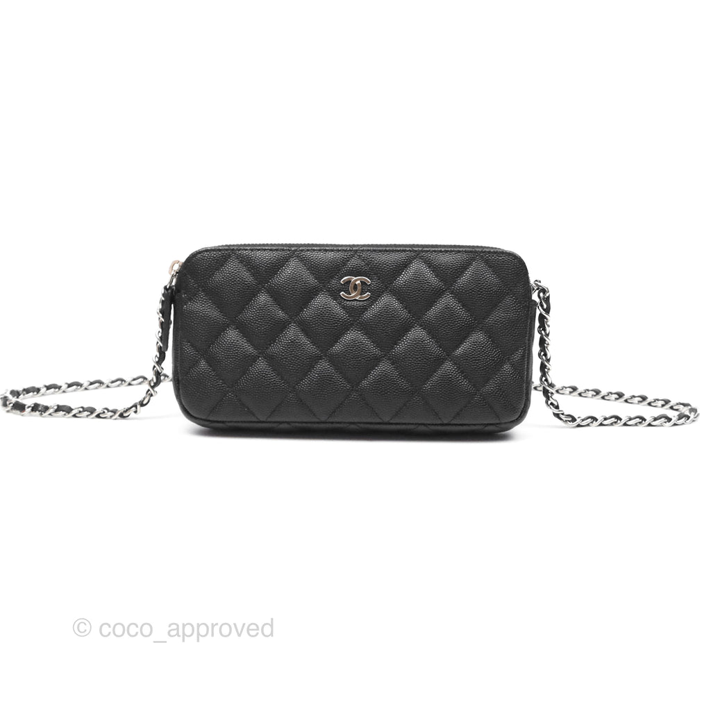 Chanel Clutch with Chain Black Caviar Silver Hardware