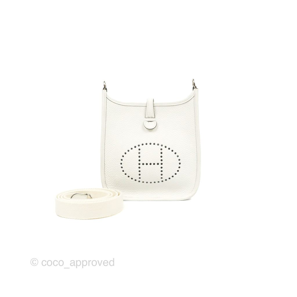 Hermès Mini Evelyne 16 New White Clemence Palladium Hardware