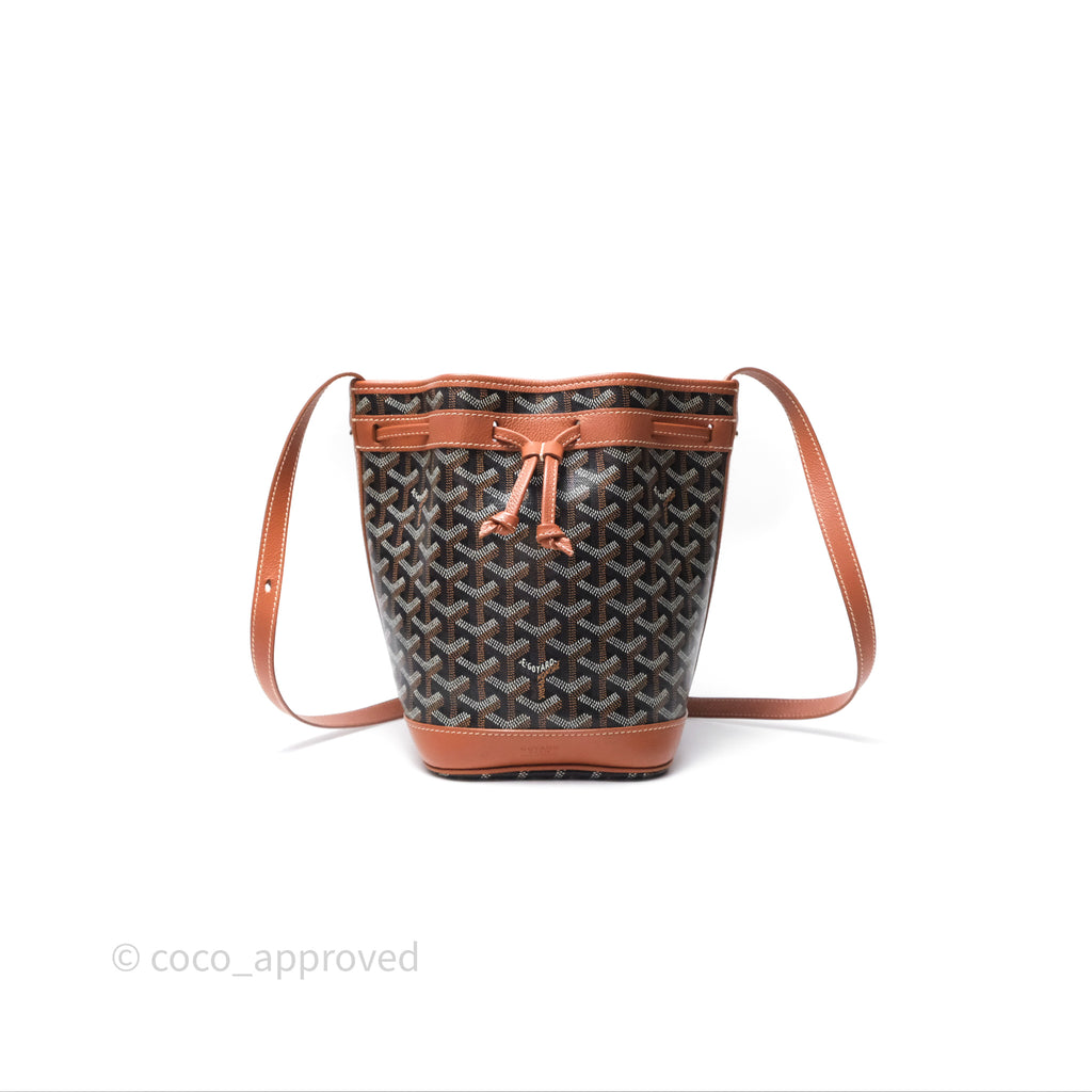 Goyard Petit Flot Bucket Bag Black & Tan Goyardine