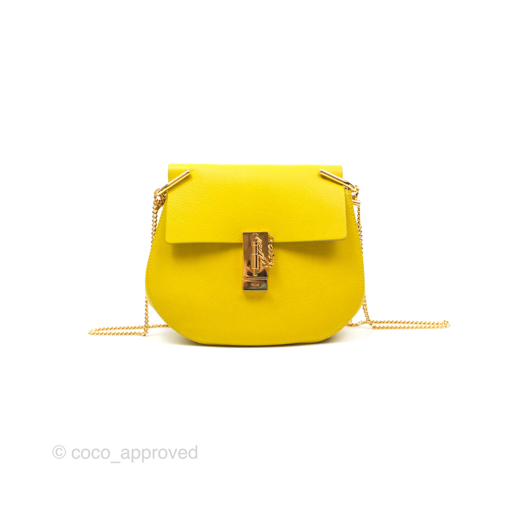 Chloe Drew Crossbody Bag Yellow Grained Leather