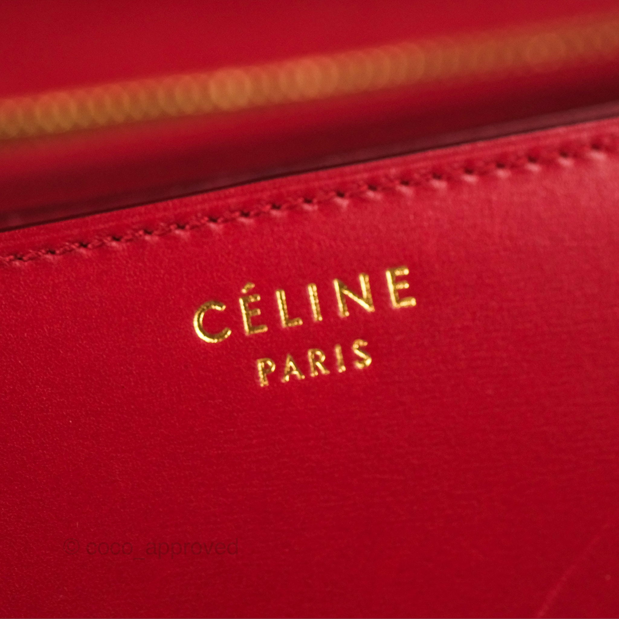 Celine Medium Classic Box Flap Red Calfskin – Coco Approved Studio