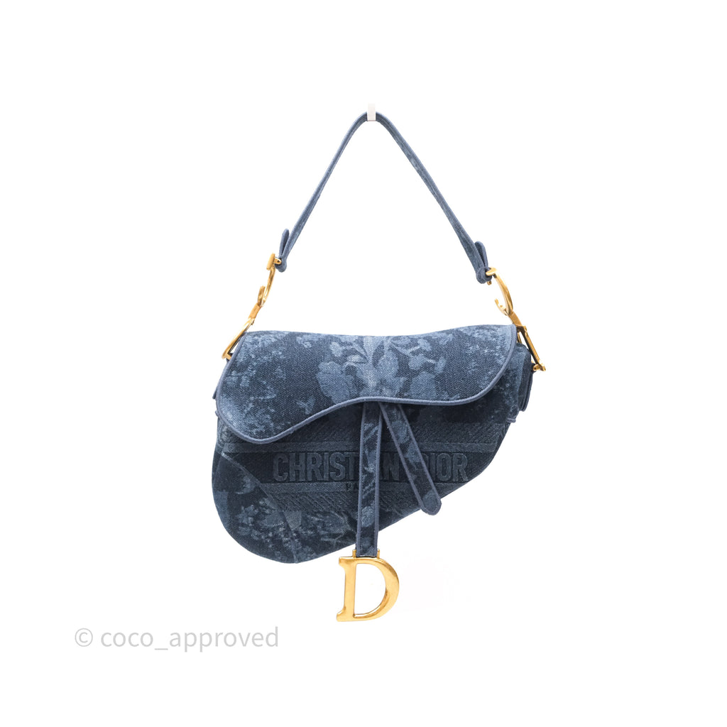 Christian Dior Saddle Bag Navy Denim Gold Hardware