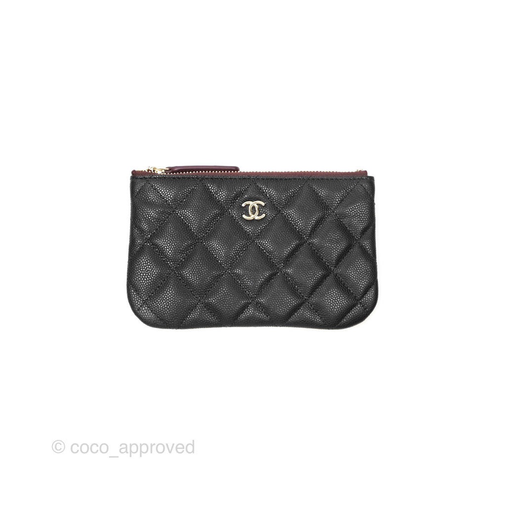 Chanel Mini O Case Quilted Black Caviar Gold Hardware