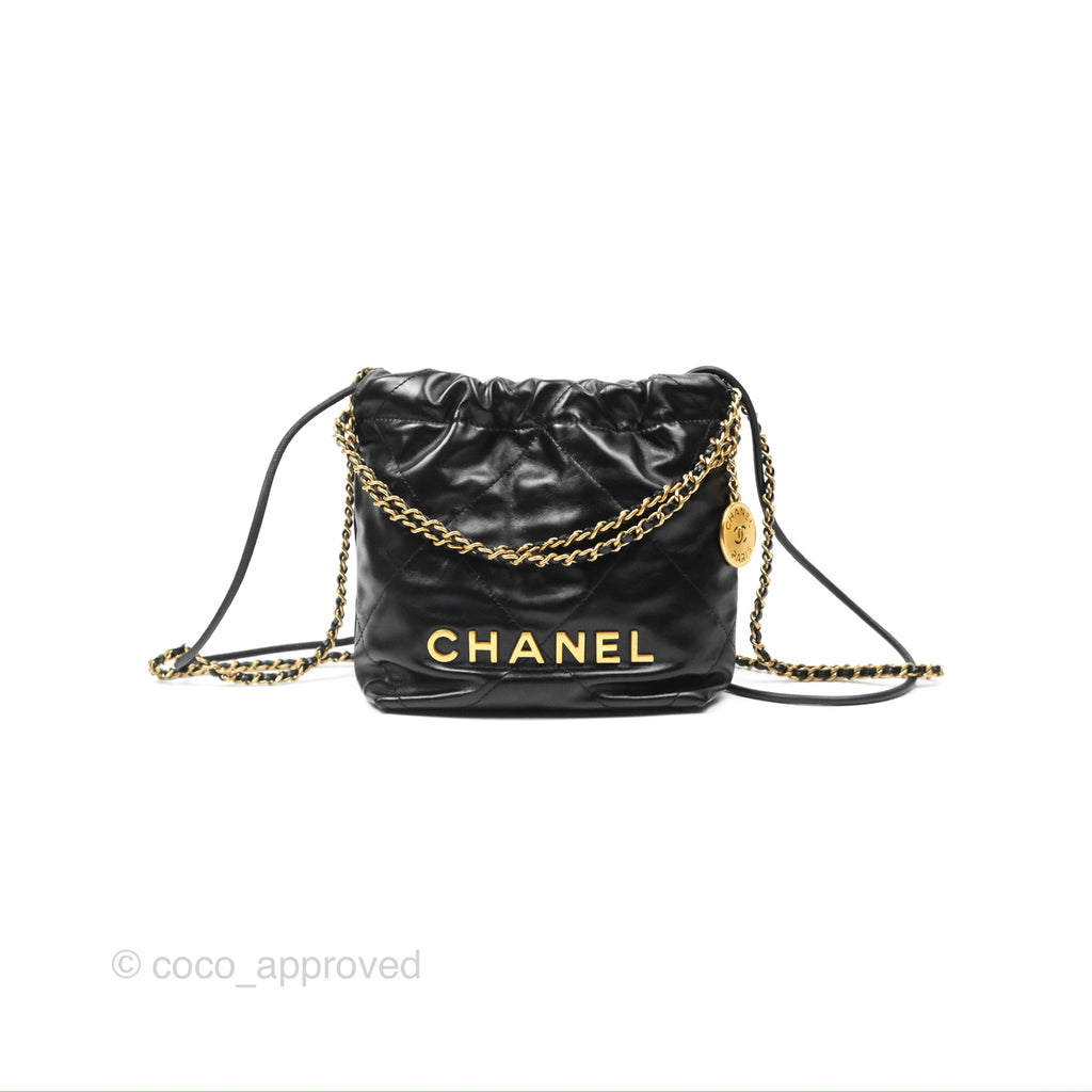 Chanel 22 Mini Bag Black Shiny Crumpled Calfskin